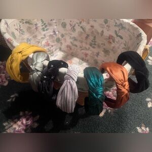 Knot Front Satin Headbands- Emerald, Copper, Yellow, Silver, Black, Green,etc.